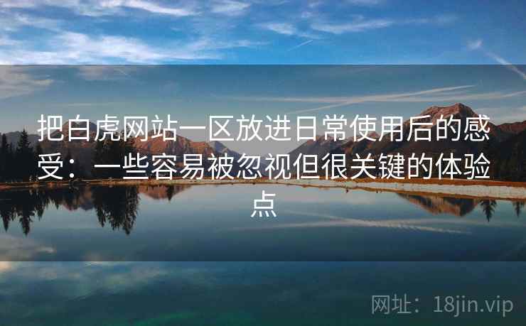 把白虎网站一区放进日常使用后的感受：一些容易被忽视但很关键的体验点