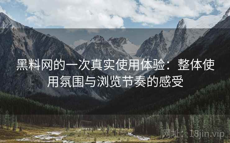 黑料网的一次真实使用体验：整体使用氛围与浏览节奏的感受